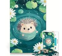 Cute Hedgehog Swimming in A Pond Jigsaw for Adults 1000 Pieces Reason Boost Indoor Play Playful Challenge Wall Art (38x52cm)