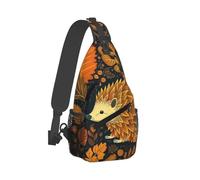 Cute Hedgehog Unisex Daypack Small Sling Bag With Zipper Chest Bag For Workout Camping Running Business