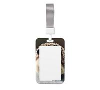 Cute Hedgehog Vertical Badge Holder with Lanyard Id Badge Holder Sliding Opening Suitable for Teachers, Students, Journalists, Doctors