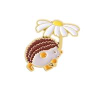 Cute Hedgehog with Daisy Flower Enamel Pin Badge 2.5 x 2.5cm - Woodland Animal Floral Lapel Pin - Kawaii Hedgehog Badge for Jackets, Bags, Backpacks & Animal Lover Gifts
