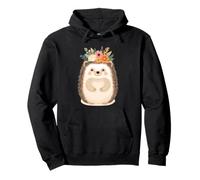 Cute Hedgehog with Floral Crown Illustration Pullover Hoodie