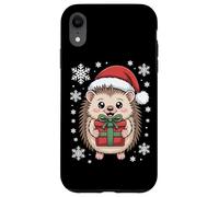 Cute Hedgehog With Santa Hat And Wrapped Box Snowflakes Case for iPhone XR