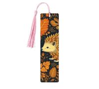 Cute Hedgehog Wood Bookmark for Book Lovers Birthday Teachers Gift, Handmade Craft Book Marks Ornaments with Tassel Exquisite Reading Page Markers for Men Women