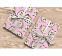 Cute Hedgehog Wrapping Paper - Adorable Woodland Animal Gift Wrap for Baby Showers, Birthdays & Nature-Themed Presents - W80 (Light Pink, Medium Sheet - 42 x 58cm / 15.7" x 22.8" inches)