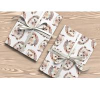 Cute Hedgehog Wrapping Paper - Adorable Woodland Animal Gift Wrap for Baby Showers, Birthdays & Nature-Themed Presents - W80 (White, Medium Sheet - 42 x 58cm / 15.7" x 22.8" inches)