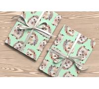 Cute Hedgehog Wrapping Paper - Adorable Woodland Animal Gift Wrap for Baby Showers, Birthdays & Nature-Themed Presents - W80 (Mint, Large Sheet - 58 x 85cm / 22.8" x 33.4" inches)