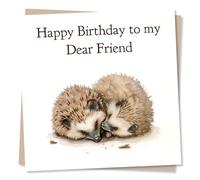 Cute Hedgehogs Birthday Card - Happy Birthday To My Dear Friend - Beautiful Hedgehogs Design For A Special Friend, Women