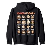Cute Hedgehogs of the World Species Educational chart Zip Hoodie