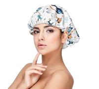 Cute Helicopter Print Satin Silk Bonnet for Sleeping Women, Adjustable Double Layer Satin Hair Bonnet Night Sleep Cap for Curly Hair