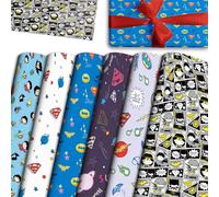 Cute Hero Birthday Wrapping Paper 6 Style Mutil Color Festival Art Scrapbook Paper for Men Women Kids Birthday Wedding Baby Shower Graduation Anniversaries, 20 X 28 Inch (6 Sheet)