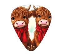 Cute Highland Calfs Together Guitar Picks Gift Set - 12 Smooth Durable Plectrums For Acoustic, Electric & Bass Guitar, Perfect Present For Guitar Lovers & Musicians