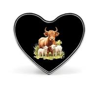 Cute Highland Cow And Lamb Custom Brooch Pin Heart Lapel Pins Tie Suit Dress Accessories for Men Women Wedding Birthday