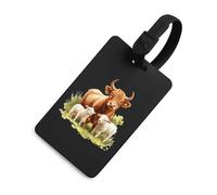 Cute Highland Cow and Lamb Funny Luggage Tag Identifiers Travel Bag Tags with Name ID Label for Suitcase Backpack