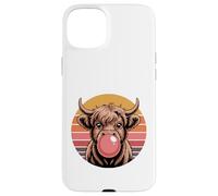 Cute Highland Cow Bubble Gum Vintage Style Case for iPhone 15 Plus