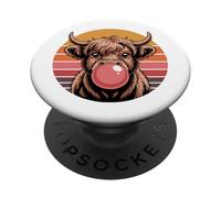 Cute Highland Cow Bubble Gum Vintage Style PopSockets Adhesive PopGrip