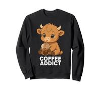 Cute Highland Cow Coffee Addict Iced Coffee Lover Women Sweatshirt