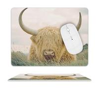 Cute Highland Cow Cute Mouse Pad with Non-Slip Rubber Base Leather Mouse Mat Office Supplies
