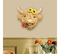 KIWZXKA Cute Highland Cow Decor, Faux Taxidermy Wall Decor, Resin Highland Cow Head Wall Mounted Decorations, Bull Head Wall Decor Wall Art, Animal Heads For Wall Sculptures Decor(Brown)