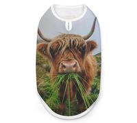 Cute Highland Cow Eating Wildlife Dog Shirts Sleeveless T-Shirt Pet Tank Top Soft Summer Vests Clothes for Dogs And Cat 2XL