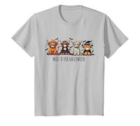 Cute Highland Cow Halloween Costume Pumpkin Witch Vampire T-Shirt, Youth, Silver Grey, Small
