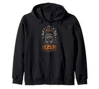 Cute Highland Cow Halloween Pumpkin Folk Art Rustic Scottish Zip Hoodie