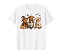 Cute Highland Cow Halloween Trio Spooky Fun Value Graphic T-Shirt, Men, White, S