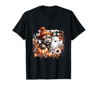 Cute Highland Cow Halloween With Ghost Pumpkin Spooky Season T-Shirt