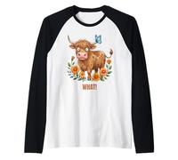 Cute Highland Cow Huh! Scottish What! Cowgirl Fun Raglan Baseball Tee