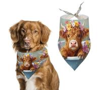 Cute Highland Cow In Bath Dog Scarf Triangle Bandana Happy Easter Soft Puppy Scarfs Gifts for Medium Large Pets