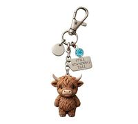 Cute Highland Cow Keychain with 12 Month Birthstone & Sentiment Card, Mini Cartoon Animal Keyring, Scottish Highland Cattle Pendant, Birthday & Graduation Gift for Close Friends Men Women (December)