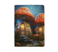 Cute Highland Cow on Grass Passport Holder Women Passport Wallet Women, Forest Mushroom House