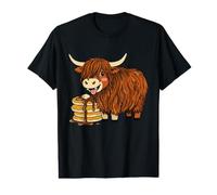 Cute Highland Cow Pancake Cartoon Farm Breakfast Snack Value Graphic T-Shirt