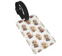 Cute Highland Cow Pattern Luggage Tag PVC Tags Privacy Cover Id Label for Travel Bag Suitcase