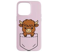 Cute Highland Cow Pocket Pal Funny Baby Highland Cow Farm Case for iPhone 15 Pro Max
