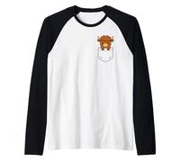 Cute Highland Cow Pocket Pal Funny Baby Highland Cow Farm Raglan Baseball Tee