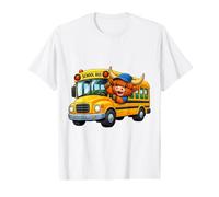 Cute Highland Cow Riding a School Bus Value Graphic T-Shirt