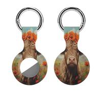 Cute Highland Cow Silicone Protective Case Compatible with Airtag Funny GPS Tracker Accessories for Luggage Pet Collar