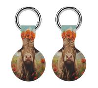 Cute Highland Cow Silicone Protective Case Compatible with Airtag Funny GPS Tracker Accessories for Luggage Pet Collar
