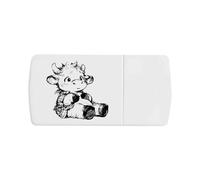 'Cute Highland Cow Sitting' Pill Box with Tablet Splitter (PI00034589)