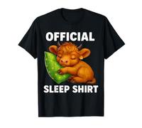 Cute Highland Cow Sleeping Cozy Pillow Nighttime Calf T-Shirt