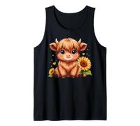 Cute Highland Cow Sunflower Rustic Farm Animal Lover Tank Top