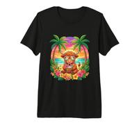 Cute Highland Cow Tropical Vacation Funny Sunglasses Premium T-Shirt