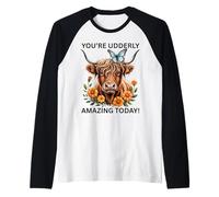 Cute Highland Cow Utterly Amazing Today Cowboy Boots Raglan Baseball Tee