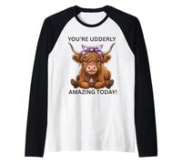 Cute Highland Cow Utterly Amazing Today Cowgirl Raglan Baseball Tee
