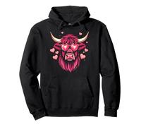 Cute Highland Cow With Hearts Pullover Hoodie