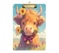 Cute Highland Cow with Sunflowersclipboard case Handle Hard Board for Teacher Portfolio clipboard Size 9 x 12