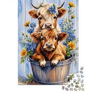 Cute Highland Cows 1000 Pc Thick Cardboard Premium Jigsaw Puzzle Senior Enthusiasts Concentration Training Decompression Fun Present 52x38cm/1000pcs