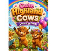 Cute Highland Cows Coloring Book: Bold and Easy Coloring Pages for Kids Ages 4-8
