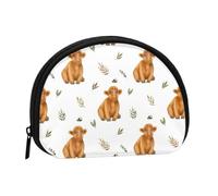 Cute Highland CowSmall Makeup Sanitary Napkin Storage Bag,Women's Cosmetic Coin Purse