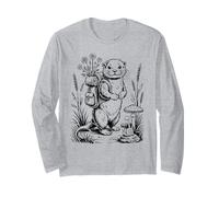 Cute Hiking River Otter Backpack Vintage Cozy Cottagecore Long Sleeve T-Shirt